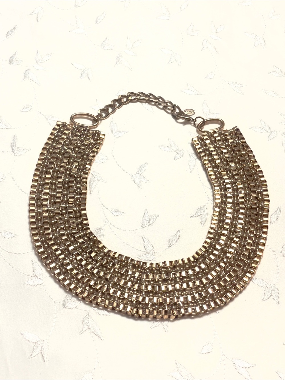 Aldo Collar Bib Gold Toned Box Chain Necklace - Picture 2 of 6